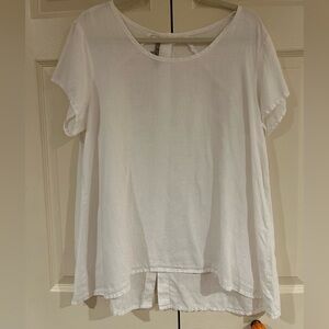 Flax linen Women's White Top Small